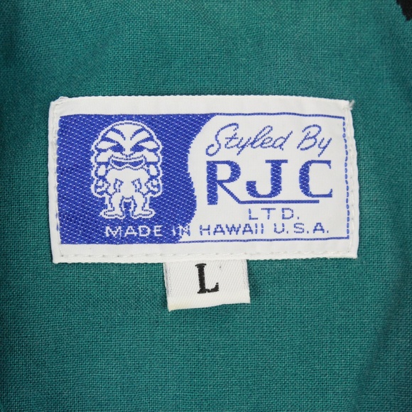 80's RJC Hawaiian Camp Button Up Shirt Adult Large - Picture 5 of 7